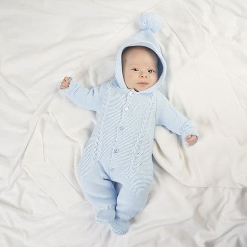 "Aspen" Blue Dandelion pram suit with pom hood