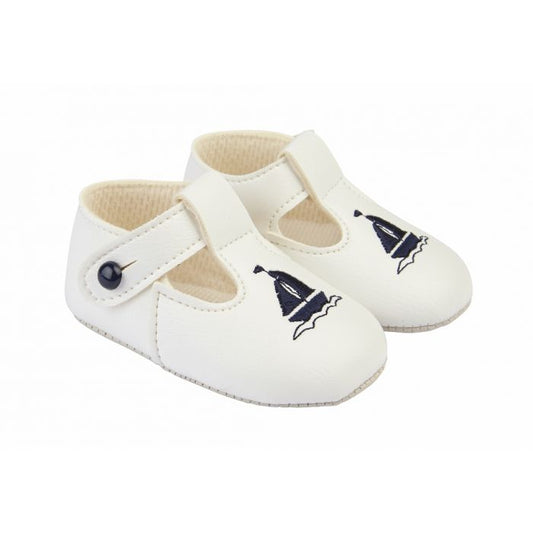 Soft Sole Navy & White Boat Pram Shoe