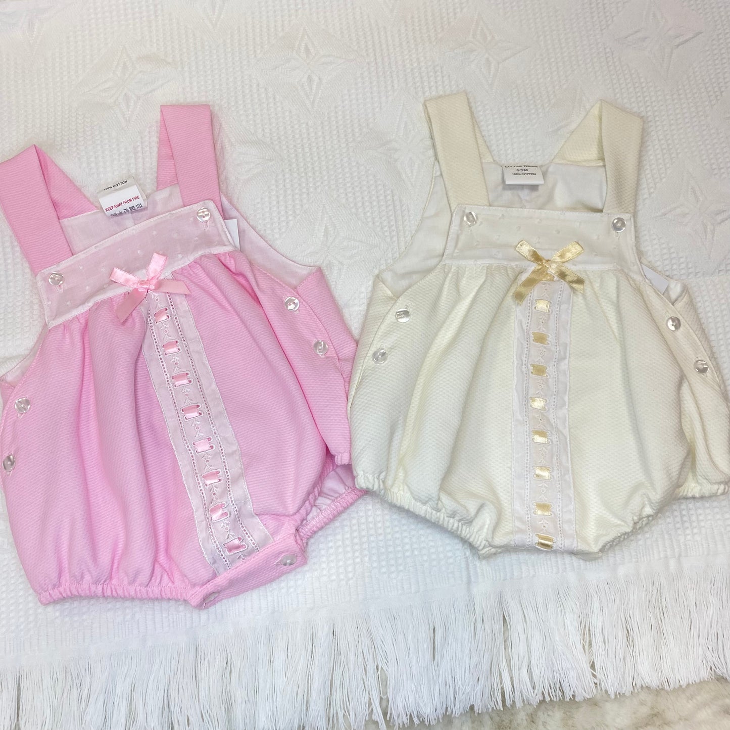 LN Ivory Pink A-Line Ribbon Romper