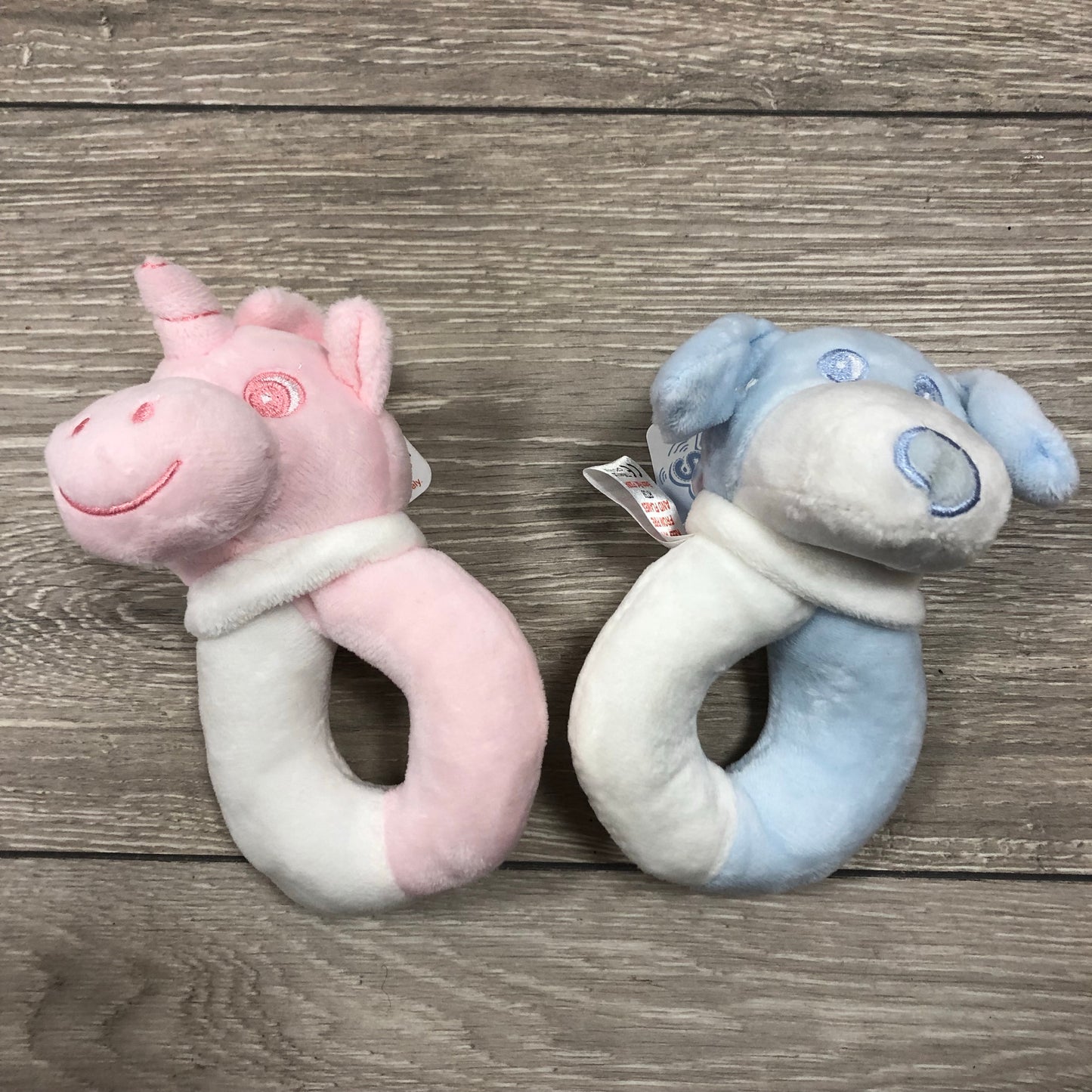 Pink and Blue Dog and Unicorn Rattle - Hetty's Baby Boutique