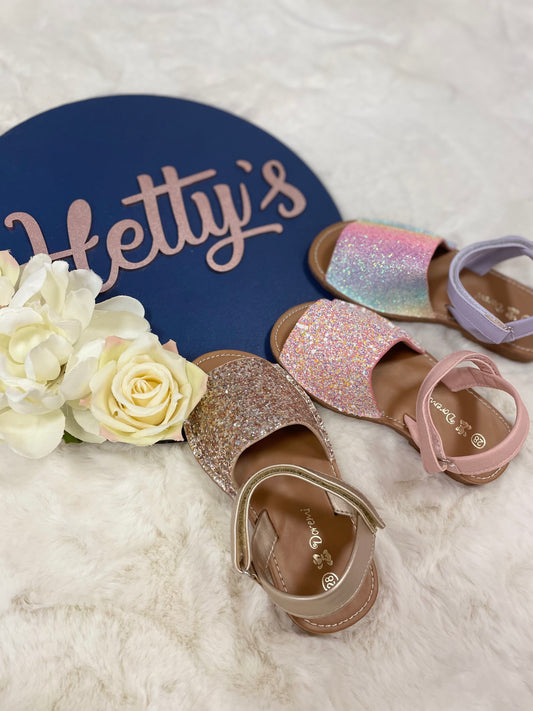 Glitter Girls Sandals - Pink, Gold & Rainbow