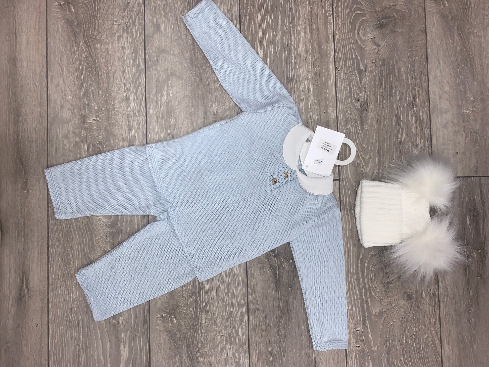 Baby Blue Knitted Two Peice - Hetty's Baby Boutique
