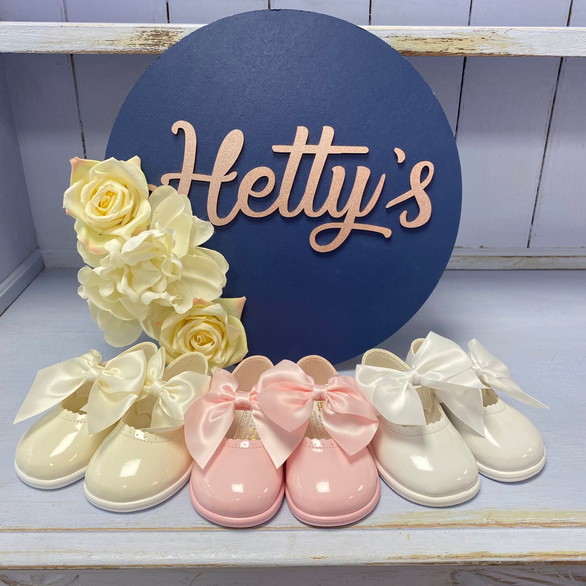 “Amelia” Hard Sole Bow Shoes - Hetty's Baby Boutique