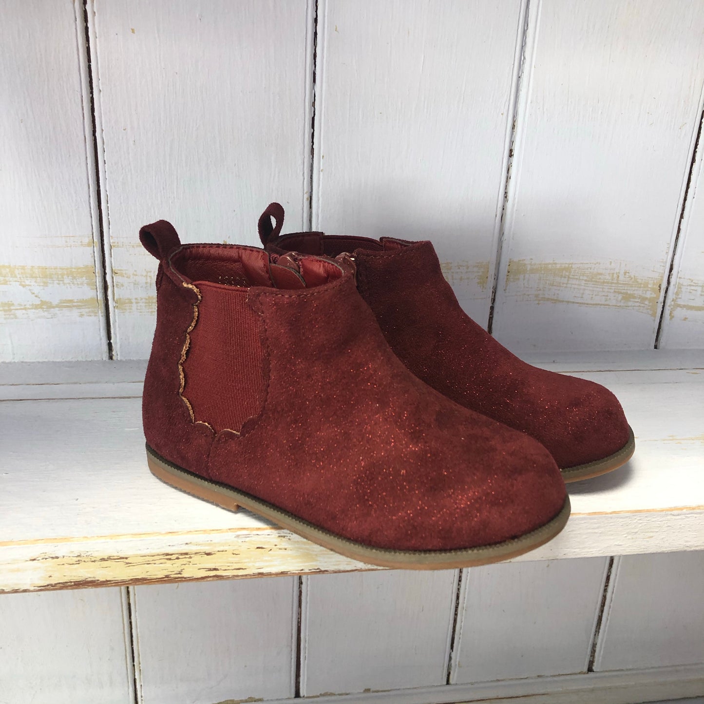 Burgundy Sparkly Chelsea Boot