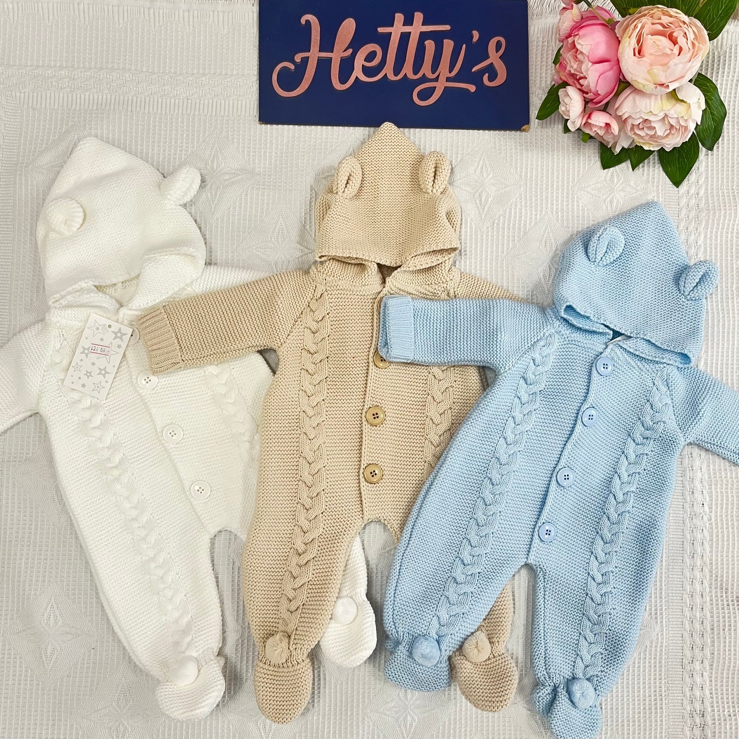 Cable knit pram suit