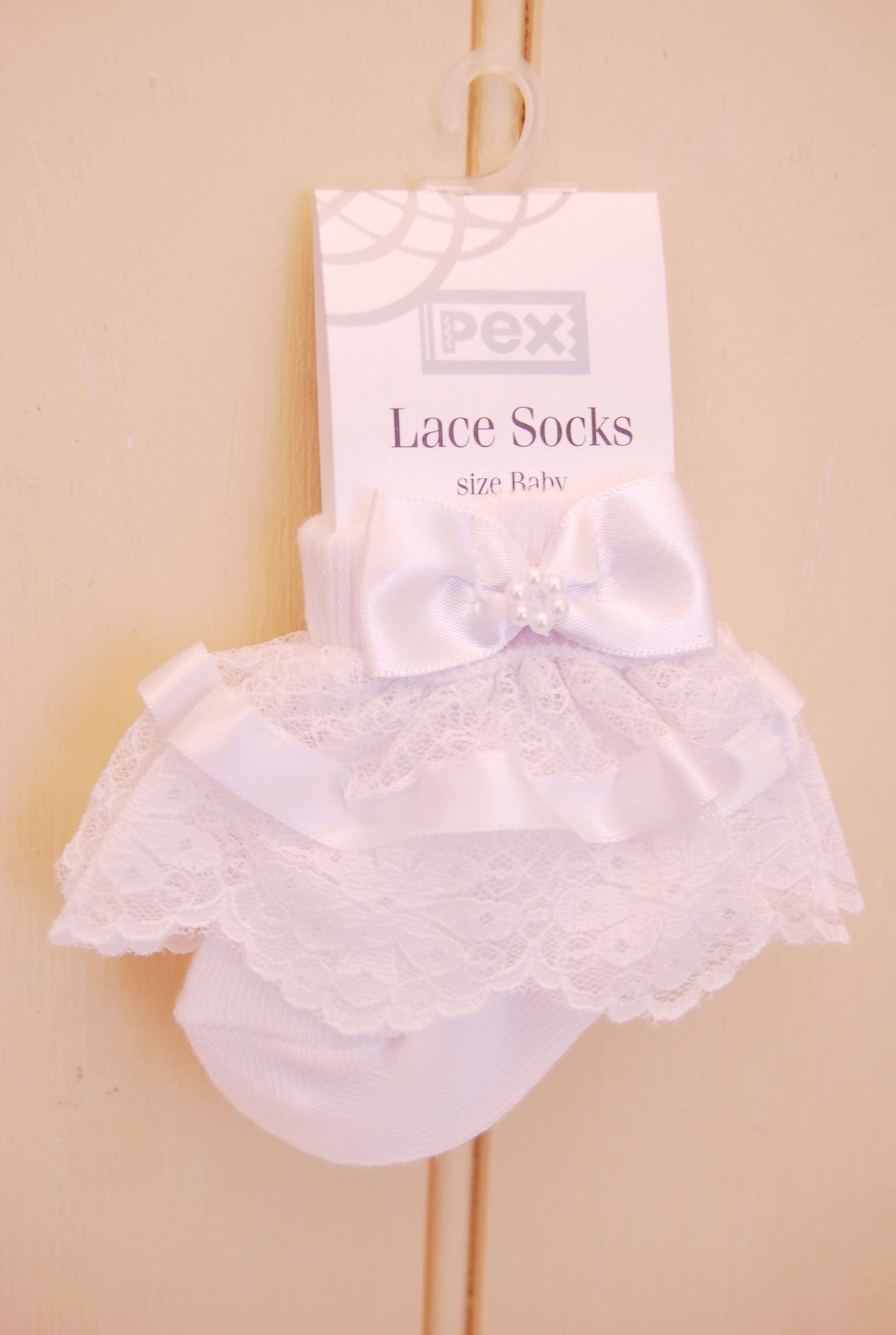 PEX MIMI Luxury White Lace Bow Ankle Sock