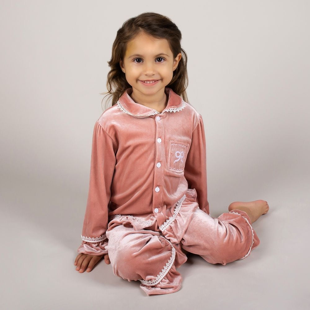 Rose Pink Velvet Caramelo Luxury Pyjamas Set - Hetty's Baby Boutique