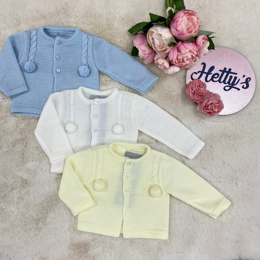 Double Pom Cable Knitted Cardigan