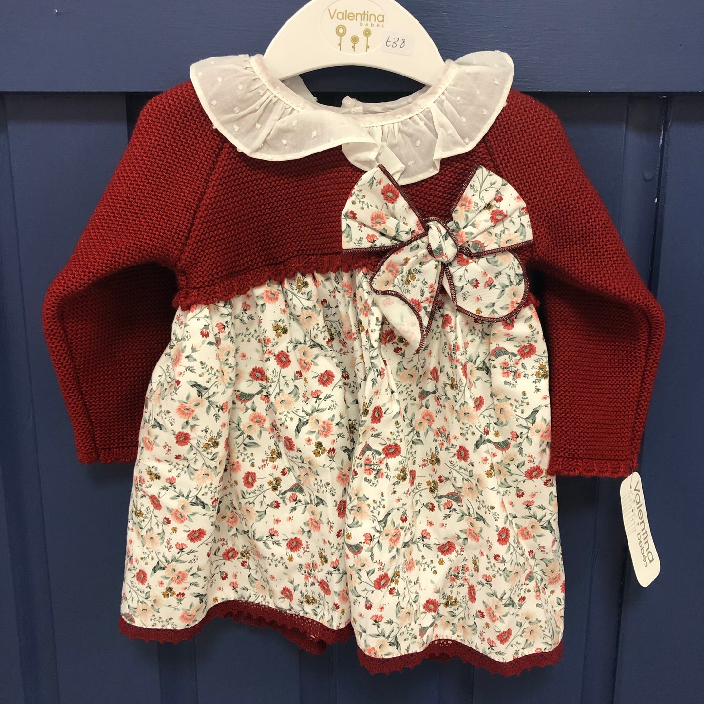 *12/18M only* Burgundy and Floral Knit Dress