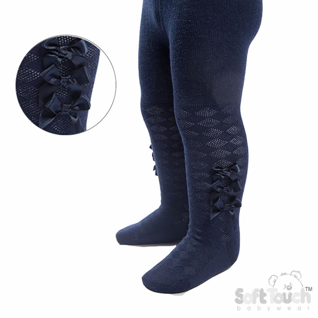Navy Triple Bow Tights