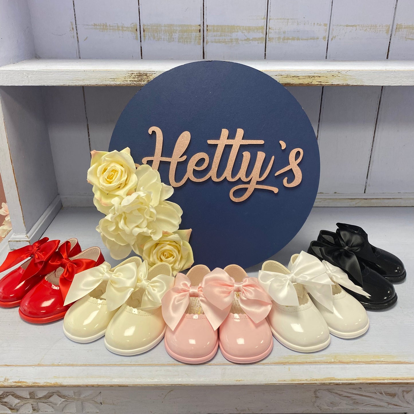 “Amelia” Hard Sole Bow Shoes - Hetty's Baby Boutique