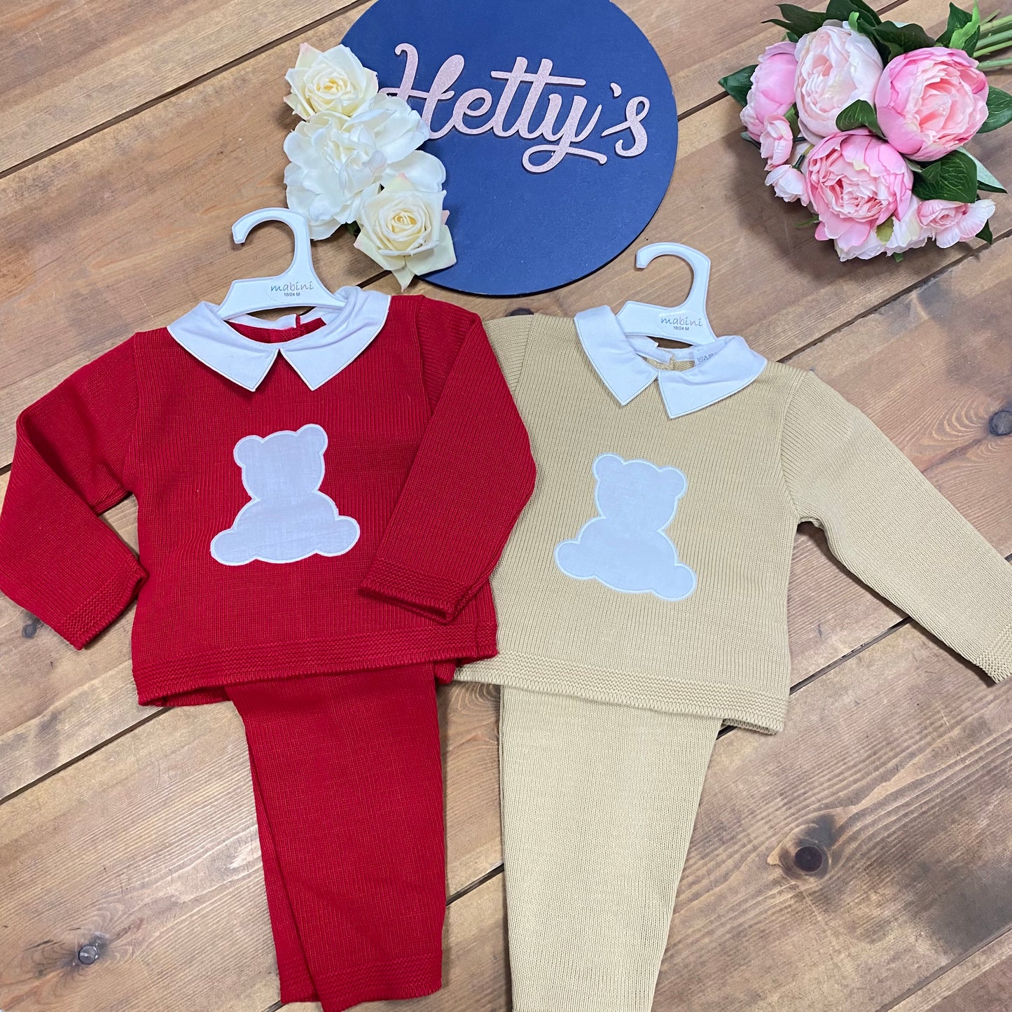 Red or Camel Teddy Bear Knitted Tracksuit