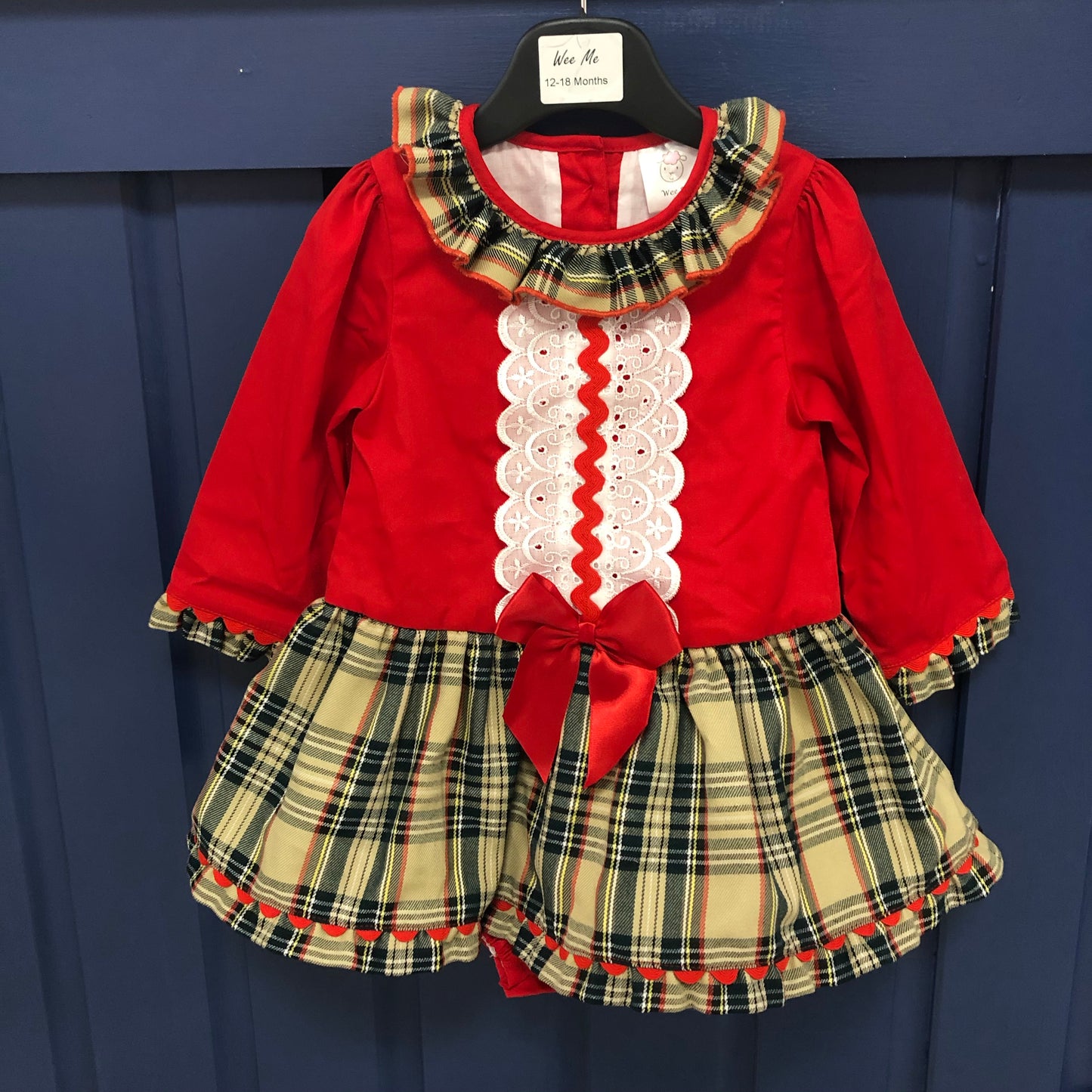 *0/6M & 18/24M only * Red Tartan Bow Dress with Jam Pants