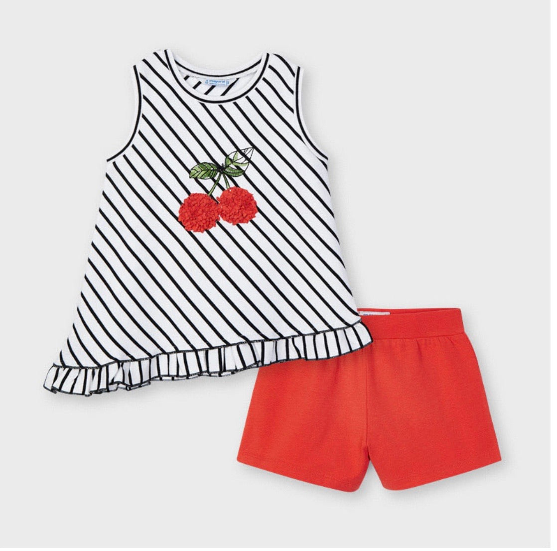 Mayoral Navy and Red Stripe Cherry Shorts Set