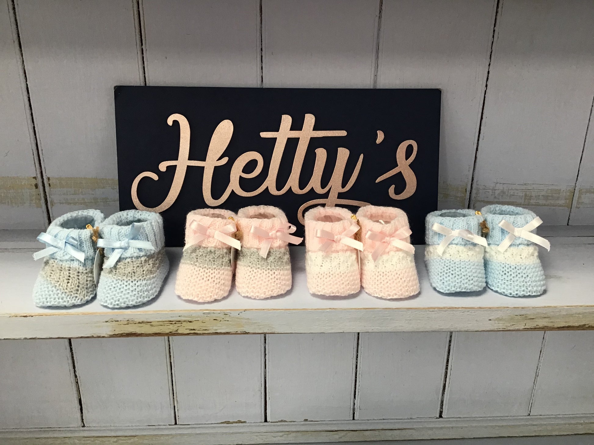 Spanish Knitted Booties with bows - Hetty's Baby Boutique
