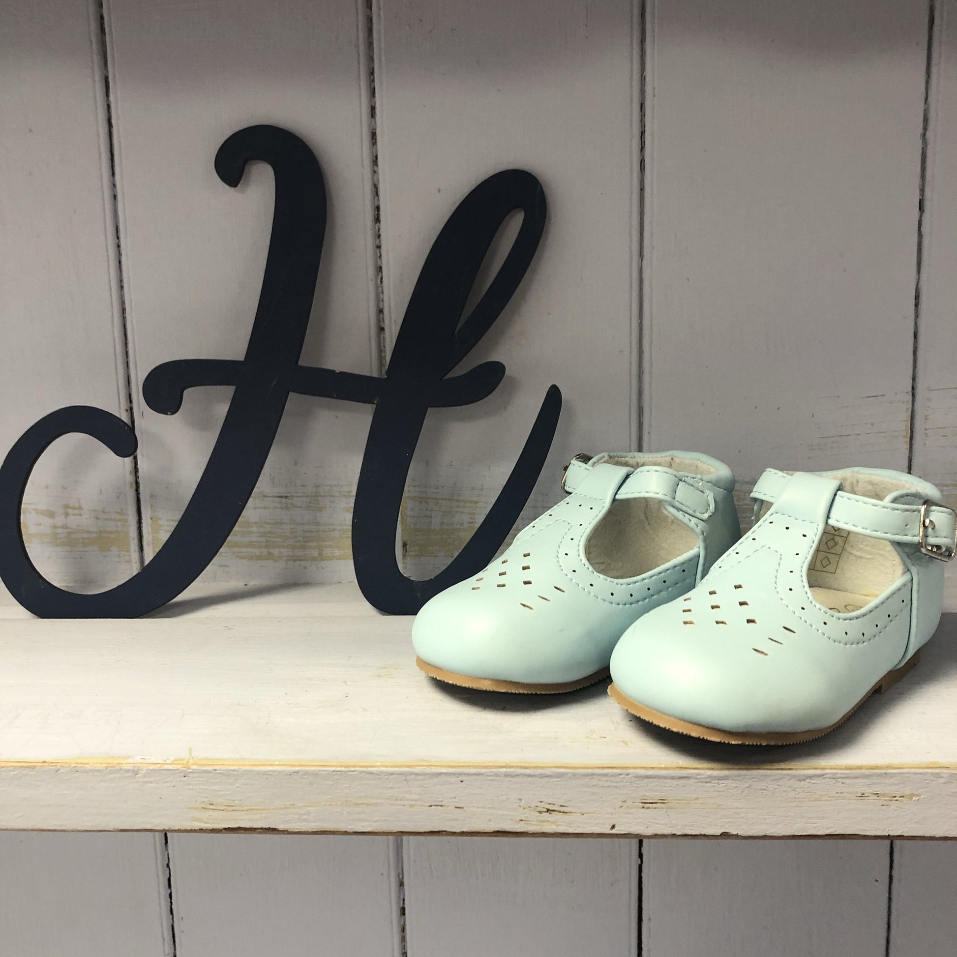 Aaron - Baby Blue T-bar Shoes - Hetty's Baby Boutique