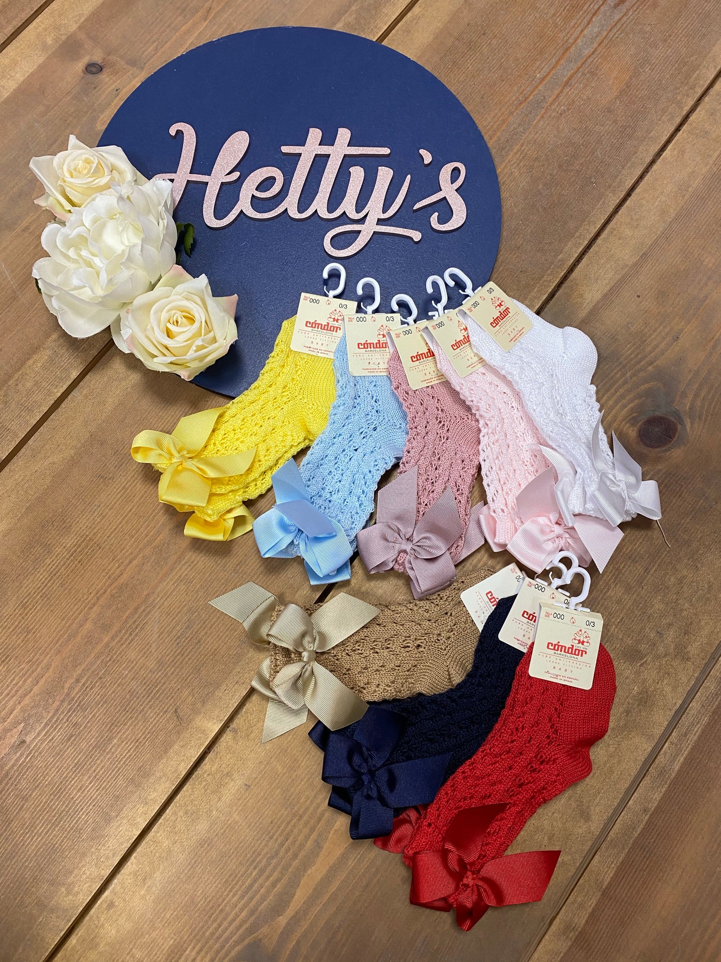 Condor Crochet Style Knee High Bow Socks - Hetty's Baby Boutique