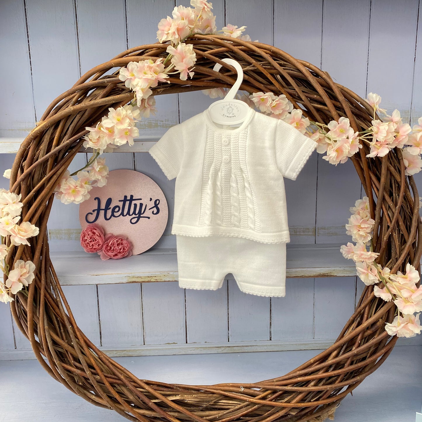 Dandelion “Carlton” Baby White Knitted Short Set