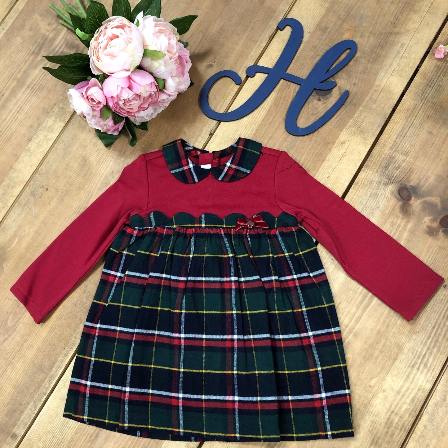 Mayoral Boutique Green and Red Checked Dress - Hetty's Baby Boutique