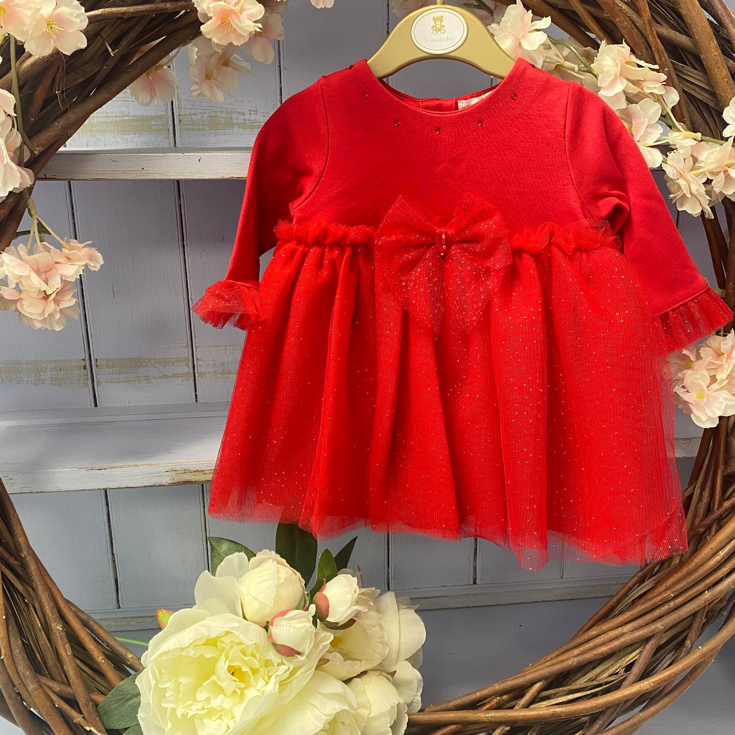 Mintini Red Sparkly Tule Dress