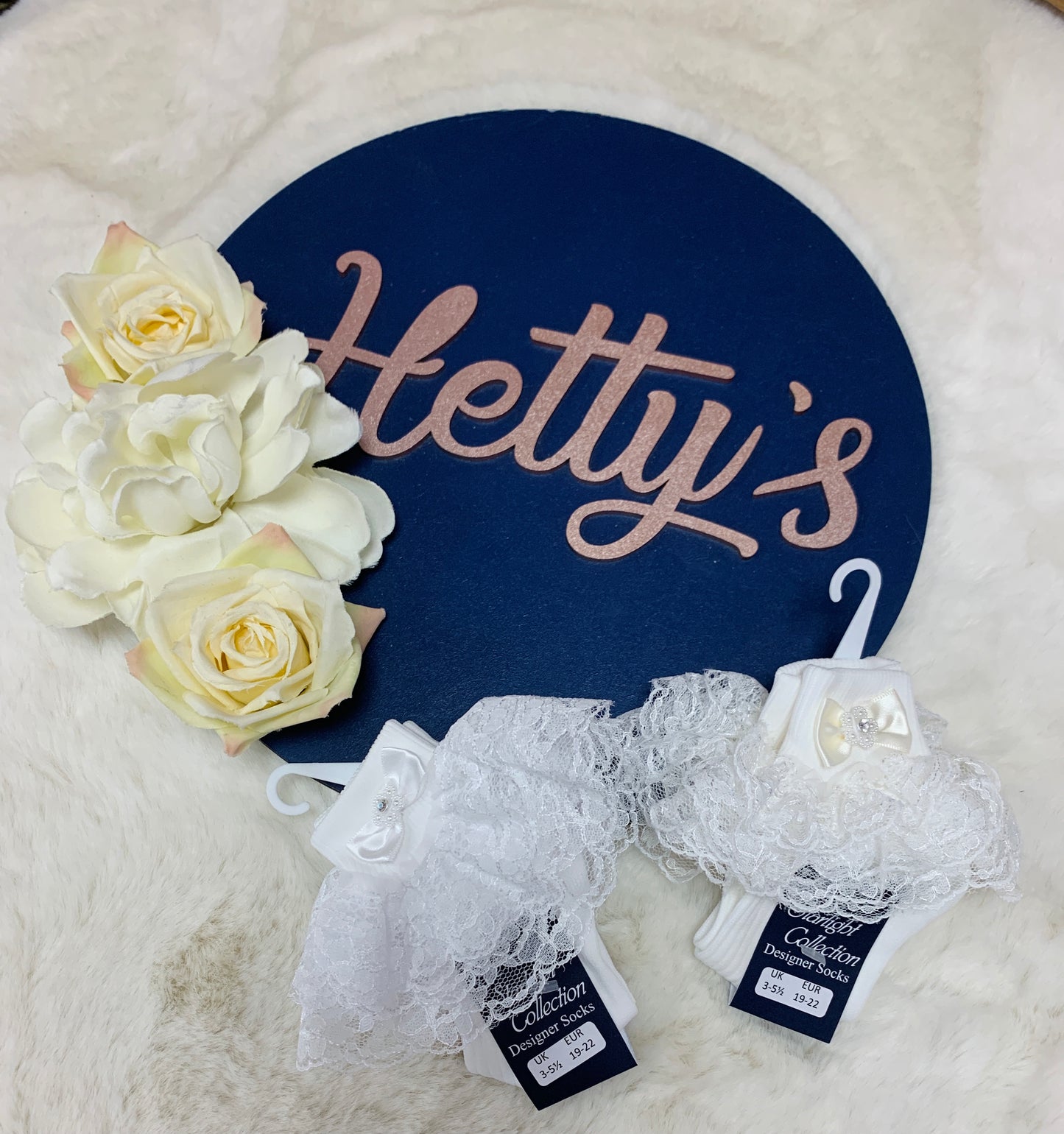 'Starlight" Pretty Lace Frilly Diamante Socks