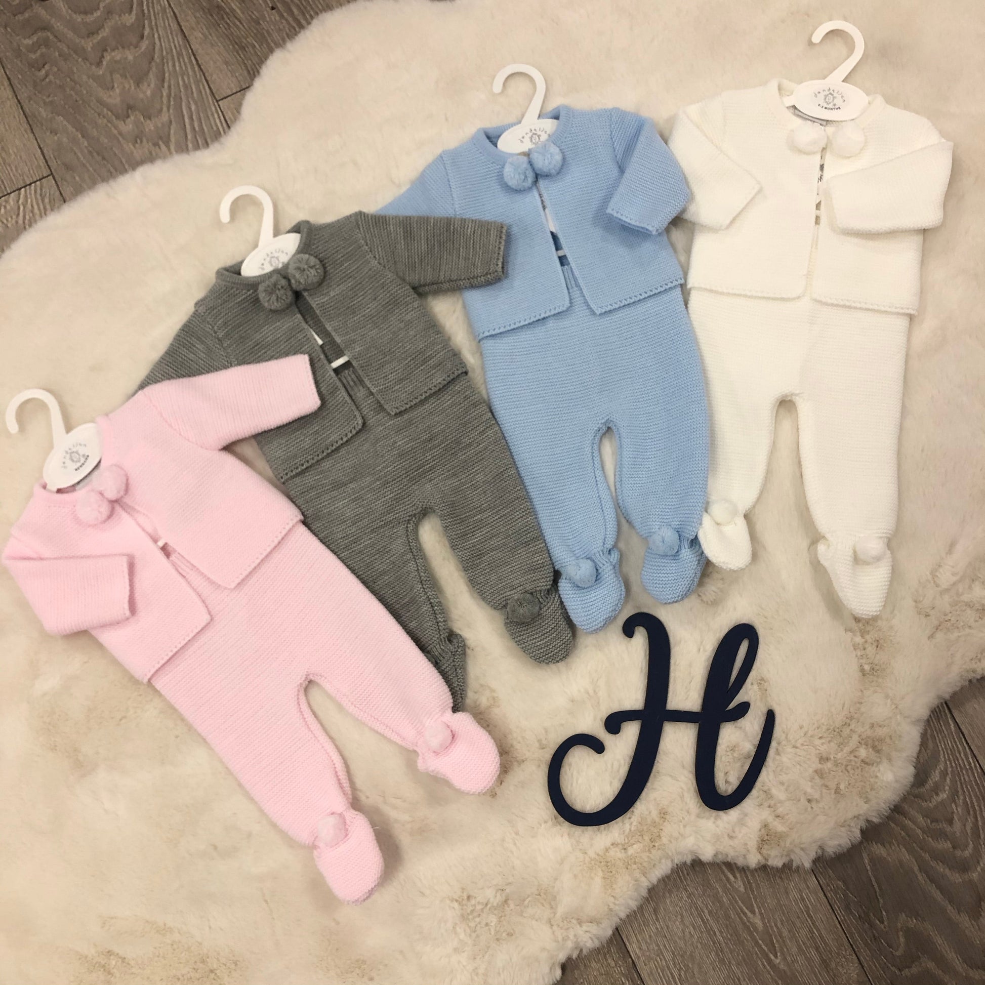 Dandelion Charley Baby Pink Pom Pom Knitted Pram Suit