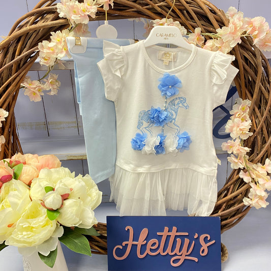 Caramelo Blue Carousel Legging Set