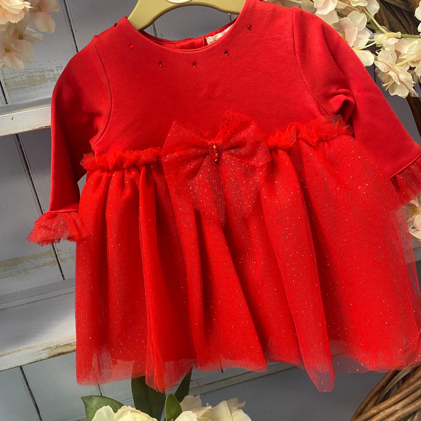 Mintini Red Sparkly Tule Dress