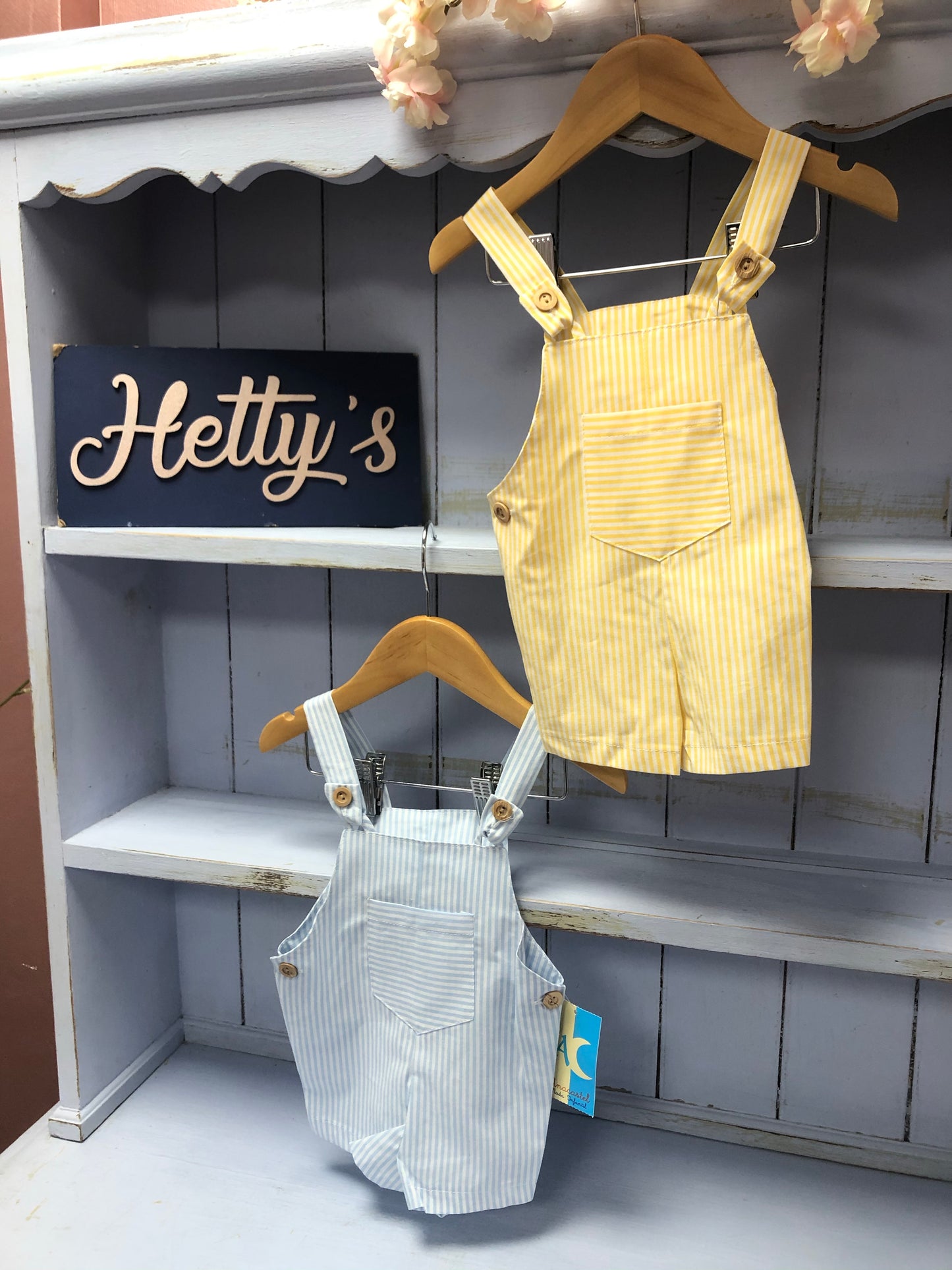 Yellow and Blue Stripe Dungarees