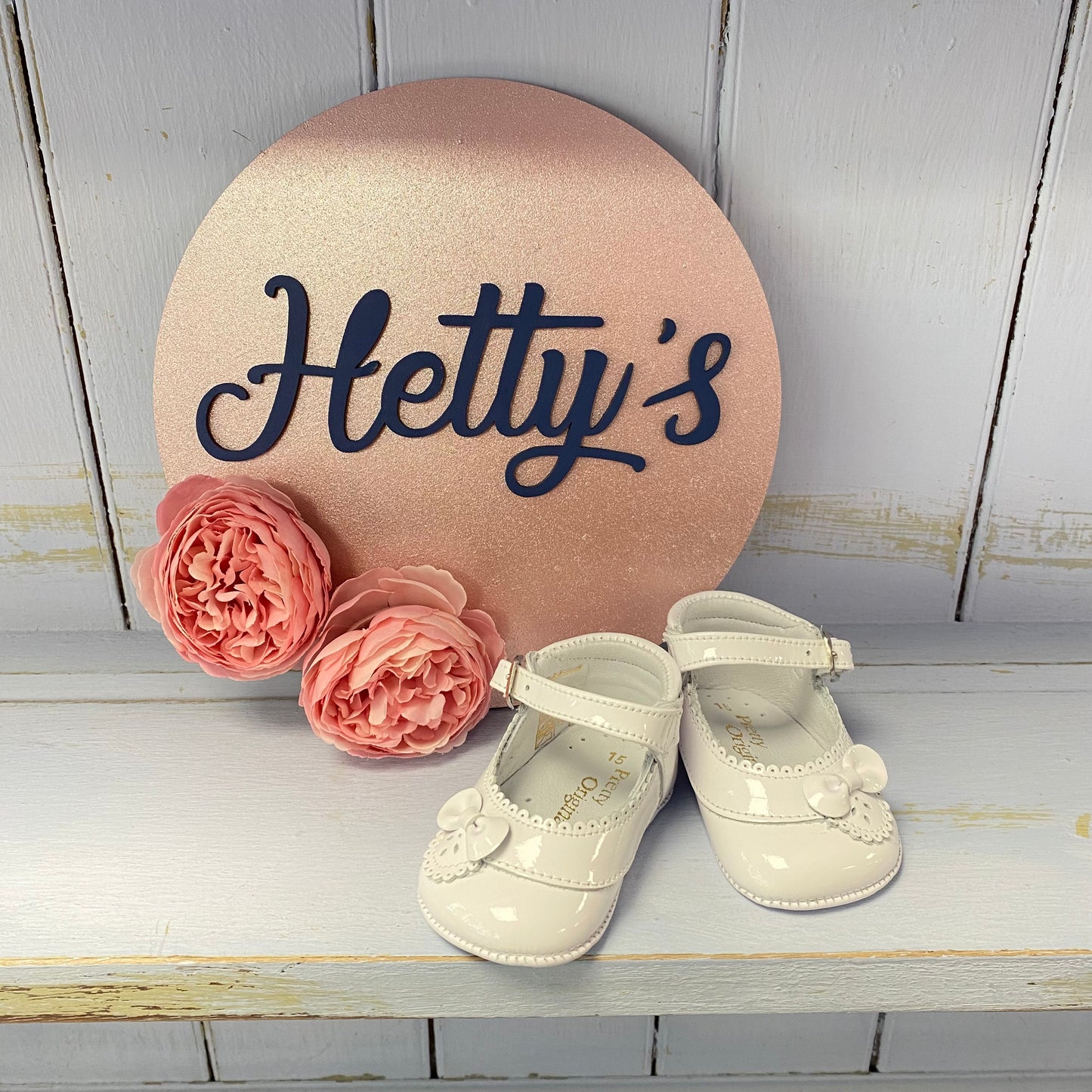 Pretty Originals White Patent Bow Pram Shoes
