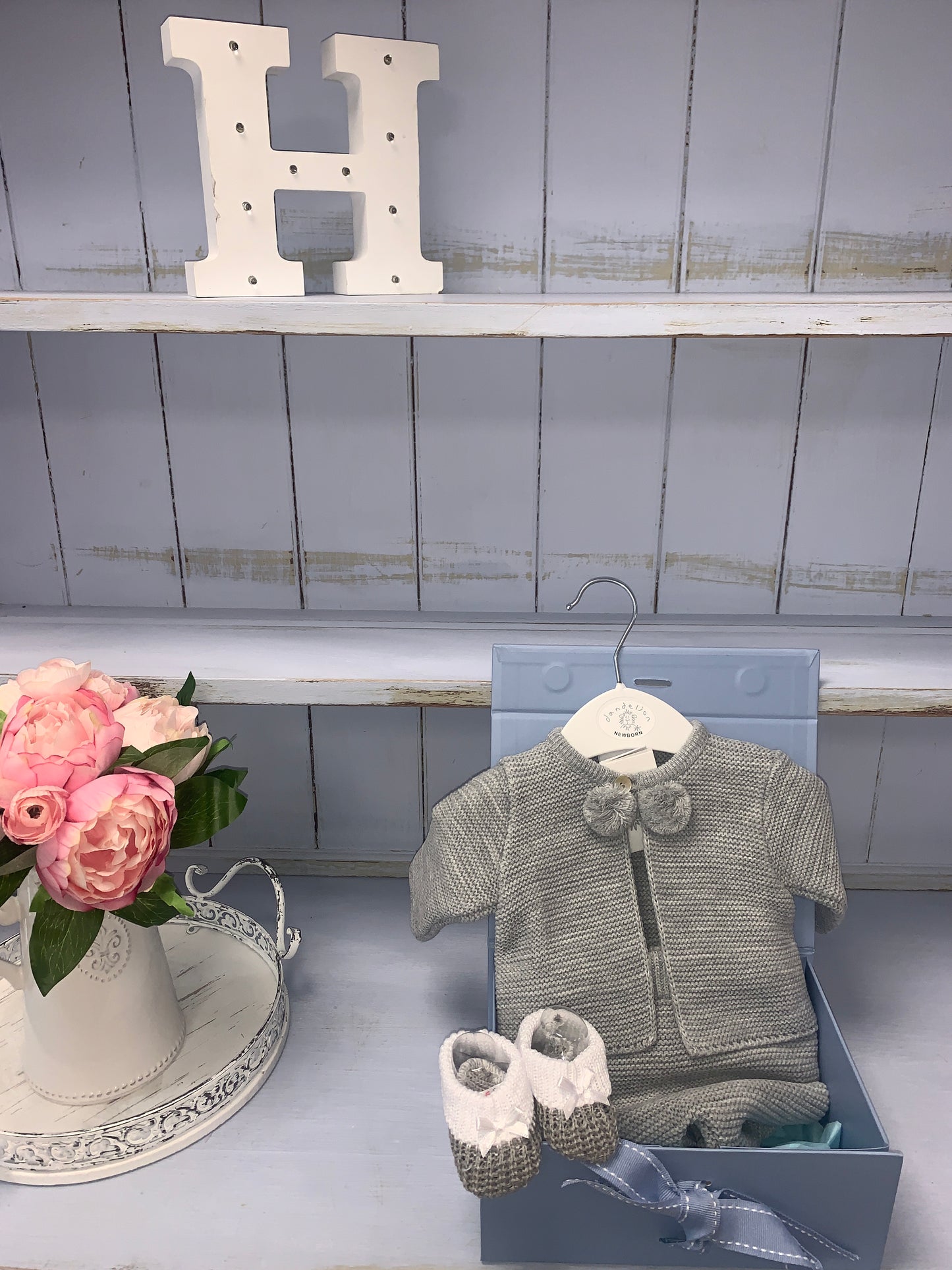 Baby Boy Grey Pramsuit Gift Set - Hetty's Baby Boutique