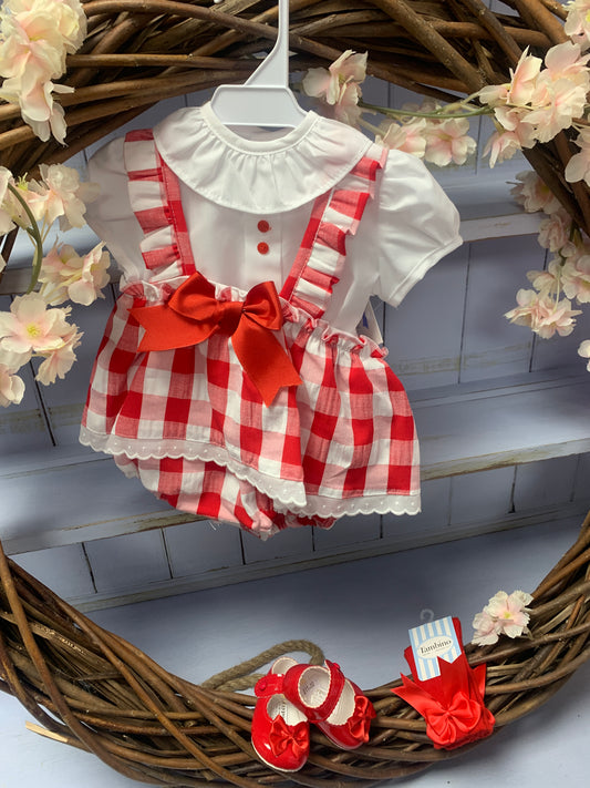 Red Check Bow Dress With Blouse
