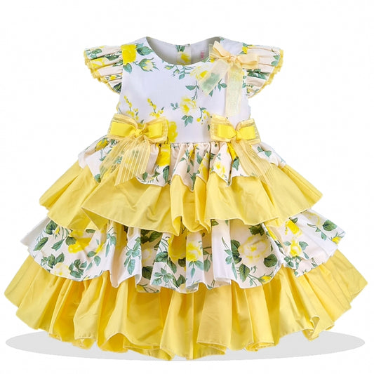 Boutique Lemon Rose Layered Dress with matching pants
