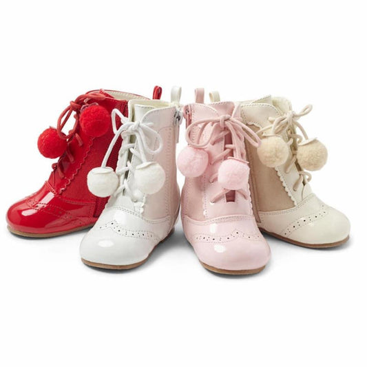 Pom Pom Boots - Red, Ivory, Pink or White