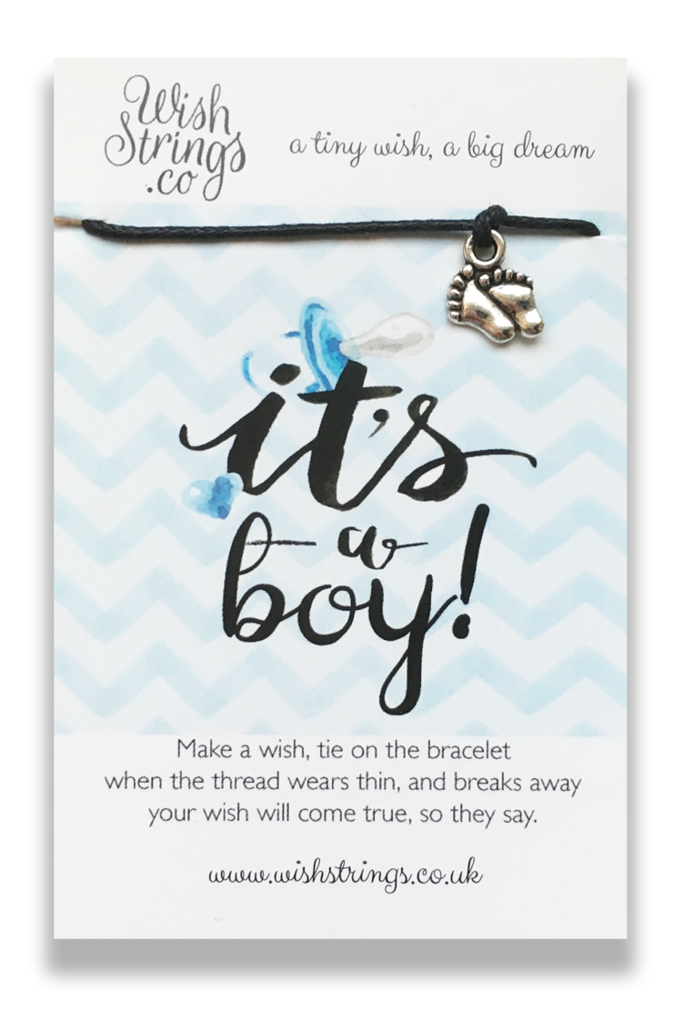 Its a Boy Wish String Bracelet - Hetty's Baby Boutique