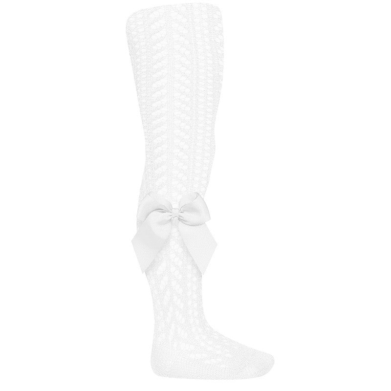 Crochet Style Tights with Bows - Hetty's Baby Boutique